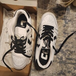Converse White and Black Low-Top Sneakers with Star Logo